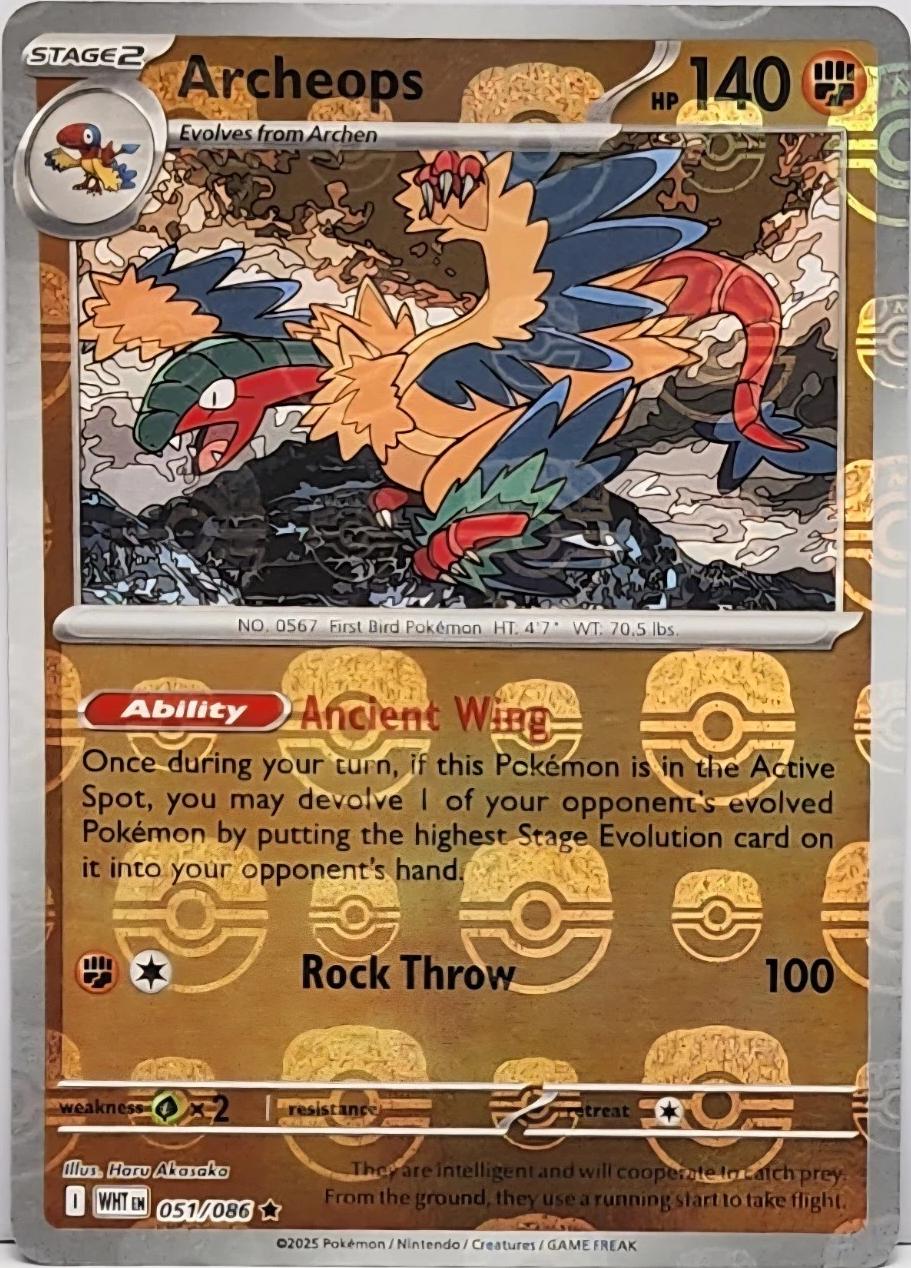 Archeops (Master Ball Pattern) 051/086  - Holofoil SV White Flare - Rare