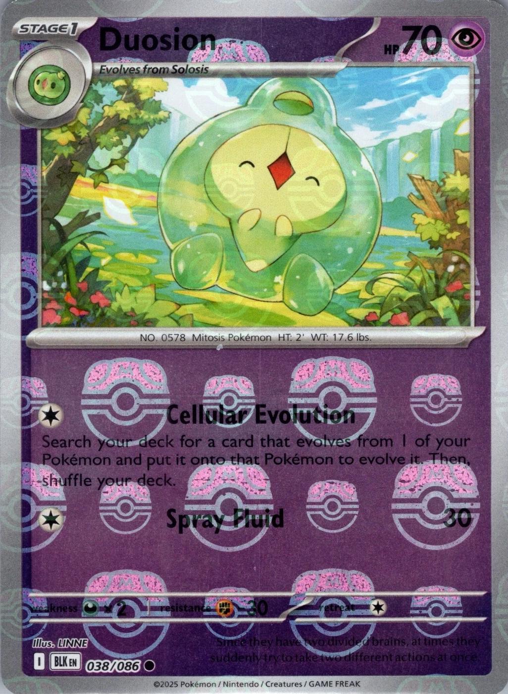Duosion (Master Ball Pattern) 038/086  - Holofoil SV Black Bolt - Common