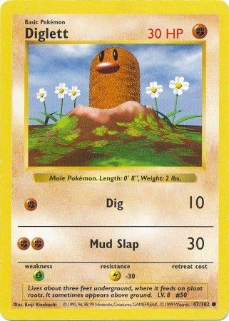 Diglett 047/102  - Unlimited Base Set Shadowless - Common