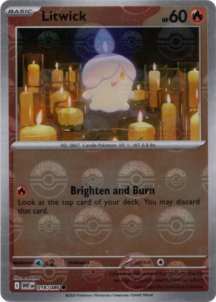 Litwick (Poke Ball Pattern) 016/086  - Holofoil SV White Flare - Common