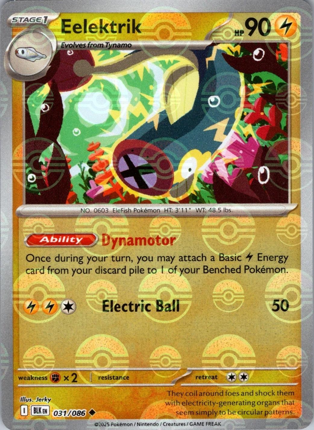 Eelektrik (Poke Ball Pattern) 031/086  - Holofoil SV Black Bolt - Uncommon