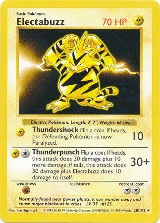 Electabuzz 020/102  - Unlimited Base Set Shadowless - Rare