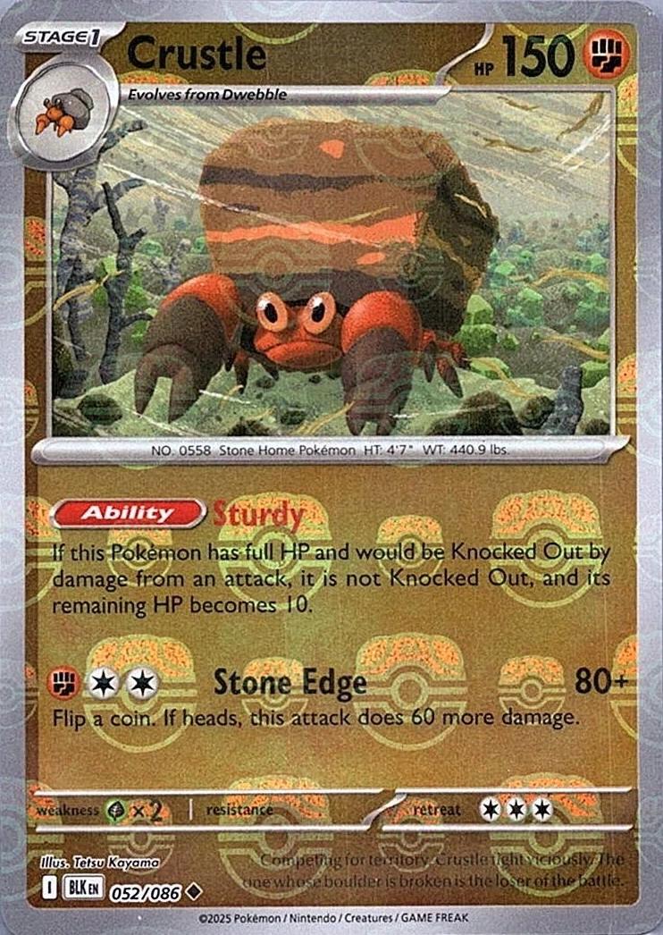 Crustle (Master Ball Pattern) 052/086  - Holofoil SV Black Bolt - Uncommon