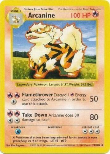 Arcanine 023/102  - Unlimited Base Set Shadowless - Uncommon