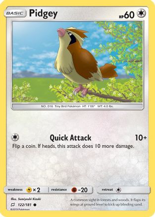 Pidgey (122) 122/181  - Reverse Holofoil SM  Team Up - Common