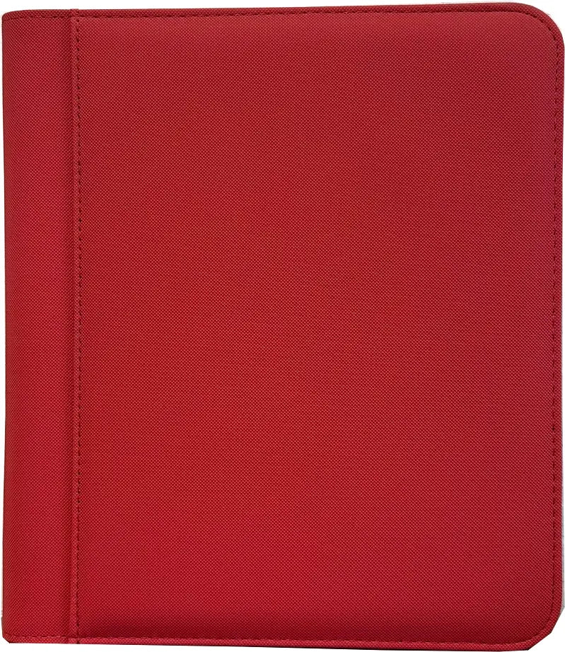 4-Pocket Zippered Toploader Binder - Diamond Texture Red