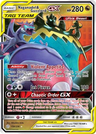 Naganadel & Guzzlord GX 158/236  - Holofoil SM  Cosmic Eclipse - Ultra Rare