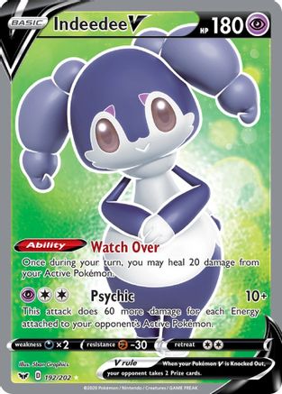 Indeedee V (Full Art) 192/202  - Holofoil SWSH01 Sword & Shield Base Set - Ultra Rare