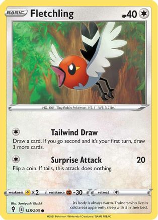 Fletchling 138/203 - SWSH07 Evolving Skies - Common