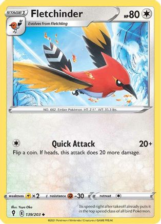 Fletchinder 139/203 - SWSH07 Evolving Skies - Uncommon
