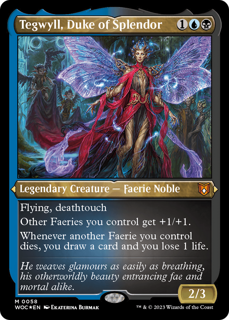 Tegwyll, Duke of Splendor (Display Commander) - Thick Stock (WOC-058) - Wilds of Eldraine Commander Etched Foil