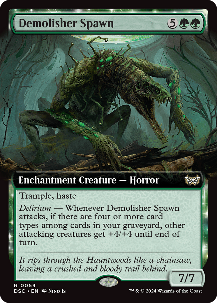 Demolisher Spawn (DSC-059) - Duskmourn: House of Horror Commander: (Extended Art, enchantment)