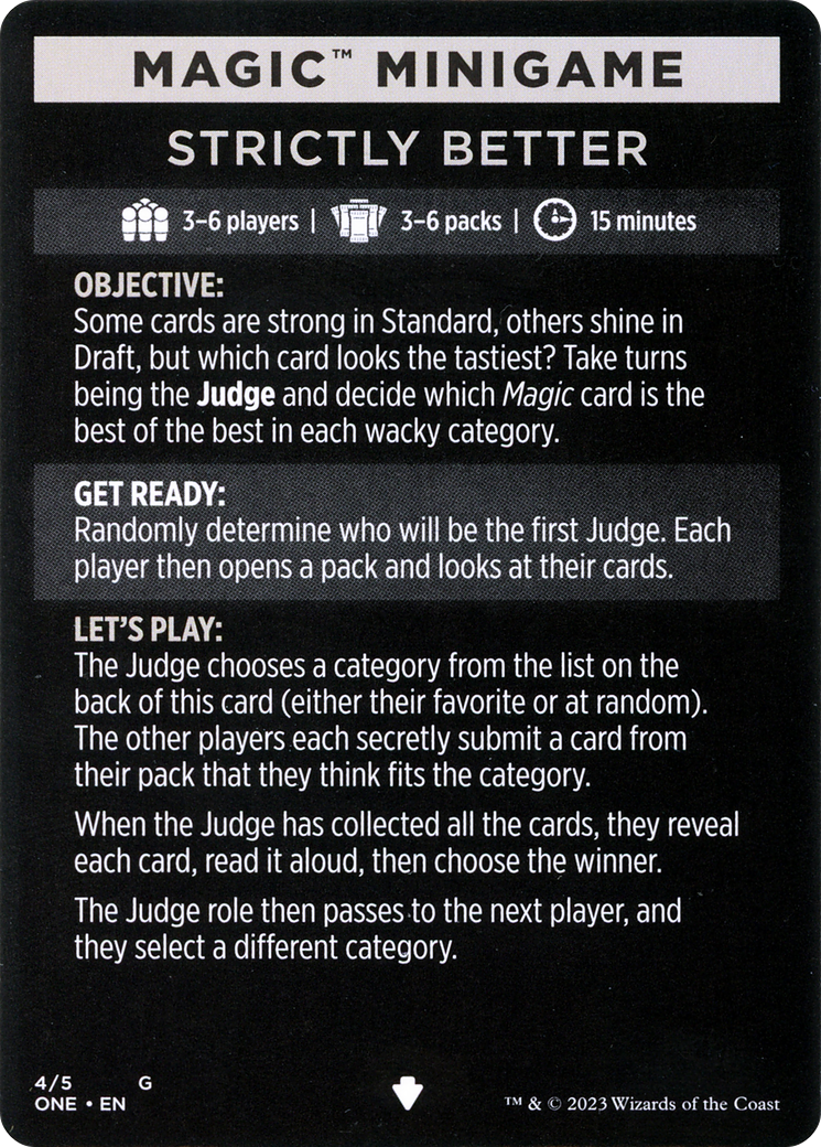 Strictly Better // Strictly Better (cont'd) (MONE-004) - Phyrexia: All Will Be One Minigames Foil