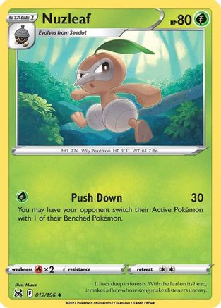 Nuzleaf 012/196  SWSH11 Lost Origin - Uncommon