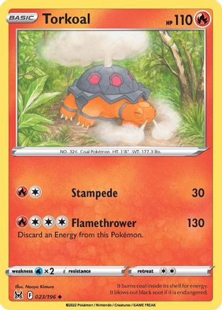 Torkoal 023/196  - Reverse Holofoil SWSH11 Lost Origin - Uncommon