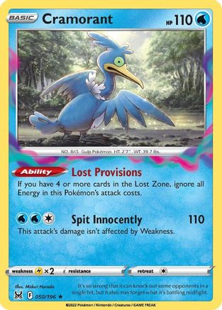 Cramorant 050/196  - Reverse Holofoil SWSH11 Lost Origin - Rare