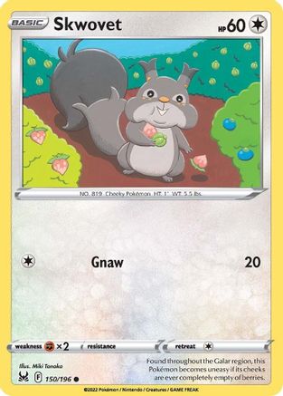 Skwovet 150/196  - Reverse Holofoil SWSH11 Lost Origin - Common