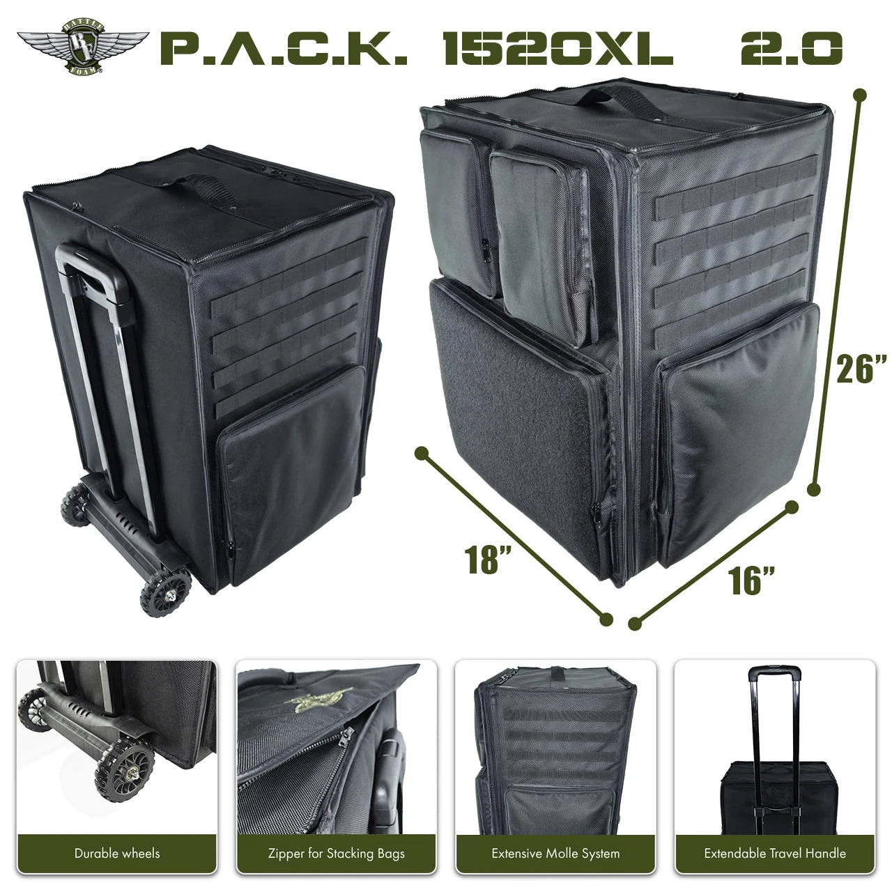Battle Foam - (1520) P.A.C.K. 1520XL 2.0 Standard Load Out (Black)