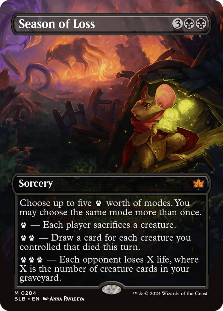 Season of Loss (Borderless) (BLB-284) - Bloomburrow: (Showcase) (Borderless) Foil