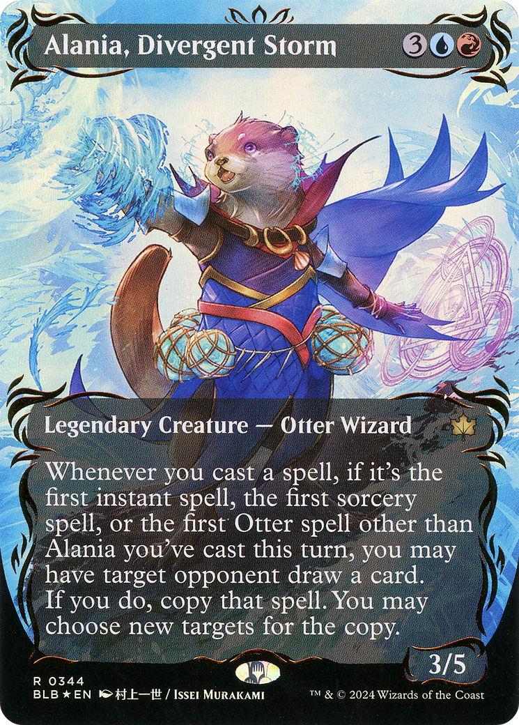 Alania, Divergent Storm (Borderless) (Raised Foil) (BLB-344) - Bloomburrow: (Showcase) (Borderless) Foil