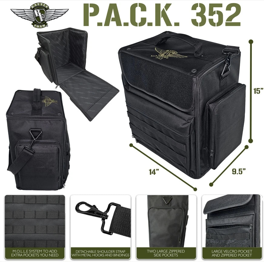 Battle Foam - (352) P.A.C.K. 352 Molle with Magna Rack Sliders Load Out (Black)