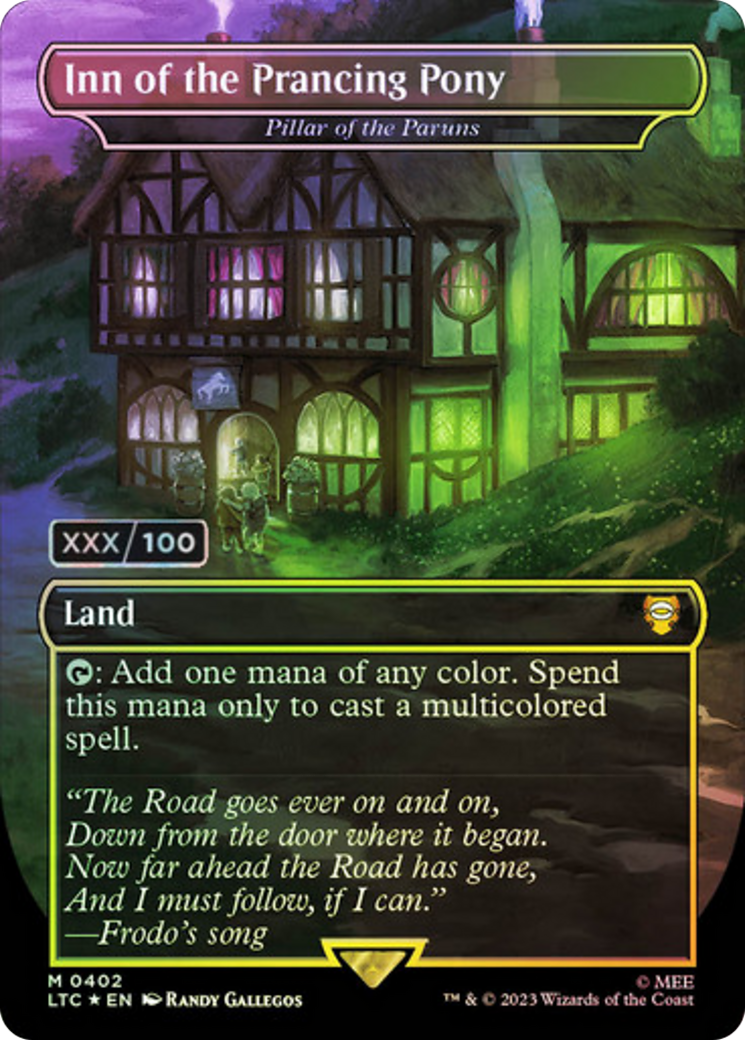 Inn of the Prancing Pony - Pillar of the Paruns (Serial Numbered) (LTC-402Z) - Tales of Middle-earth Commander / Inn of the Prancing Pony (Borderless) Foil