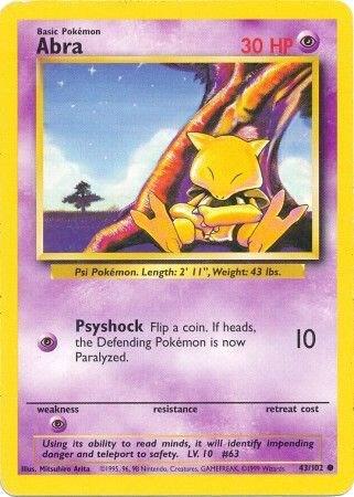 Abra 043/102  - Unlimited Base Set Shadowless - Common