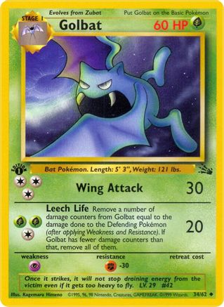 Golbat 034/62  - 1st Edition Fossil - Uncommon
