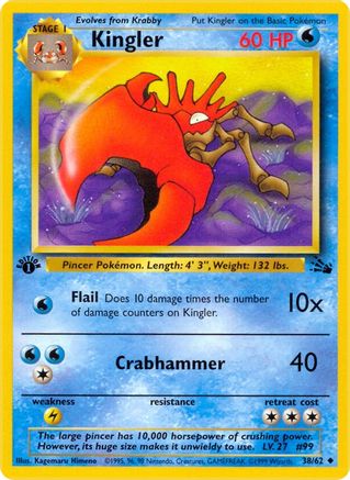 Kingler 038/62  - Unlimited Fossil - Uncommon