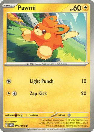 Pawmi 074/198  - Reverse Holofoil SV01 Scarlet & Violet Base Set - Common