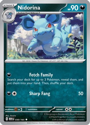 Nidorina 030/165  - Reverse Holofoil SV Scarlet & Violet 151 - Uncommon
