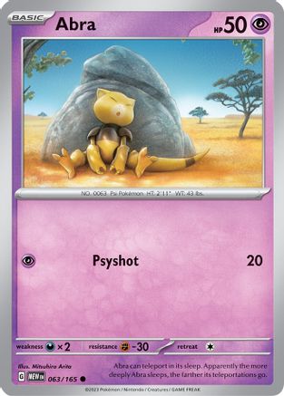 Abra 063/165  SV Scarlet & Violet 151 - Common