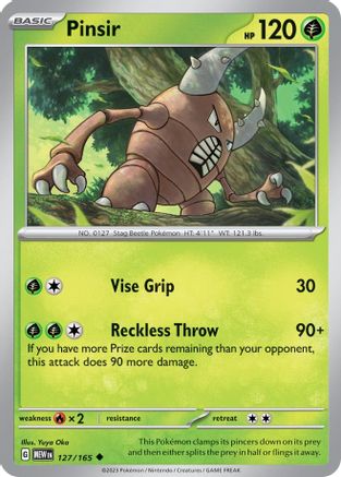 Pinsir 127/165  - Reverse Holofoil SV Scarlet & Violet 151 - Uncommon