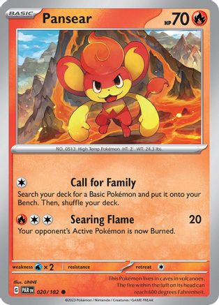 Pansear 020/182  - Reverse Holofoil SV04 Paradox Rift - Common