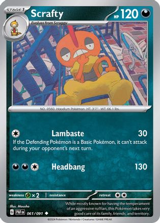 Scrafty 061/091  SV Paldean Fates - Uncommon