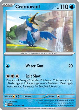 Cramorant 058/167  - Reverse Holofoil SV06 Twilight Masquerade - Uncommon