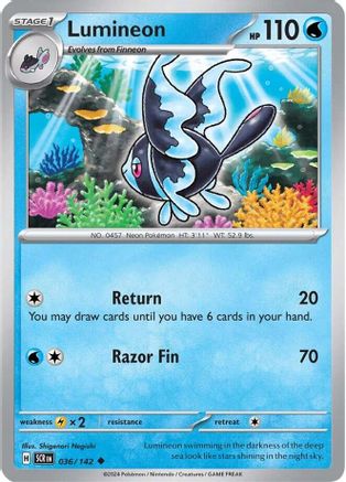 Lumineon 036/142  - Reverse Holofoil SV07 Stellar Crown - Uncommon