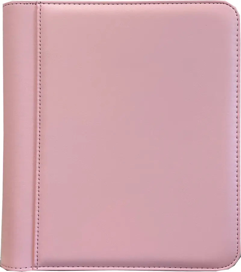 4-Pocket Zippered Toploader Binder - Leatherette Pink