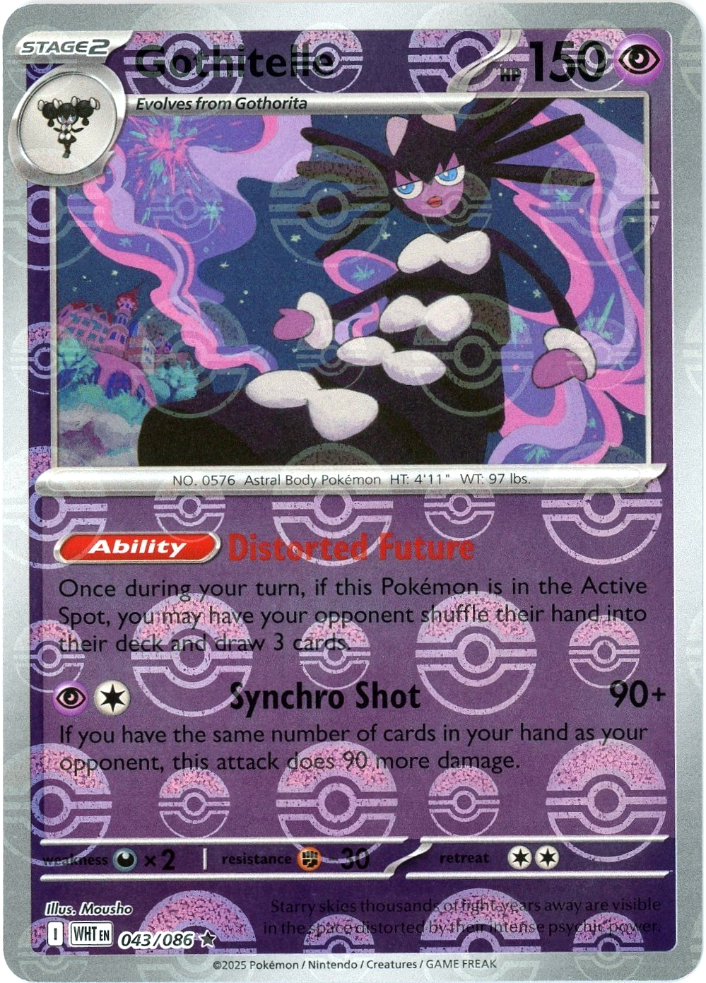 Gothitelle (Poke Ball Pattern) 043/086  - Holofoil SV White Flare - Rare