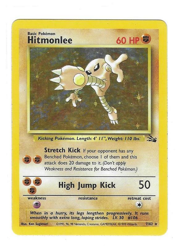 Hitmonlee (7) 007/62  - Unlimited Holofoil Fossil - Holo Rare