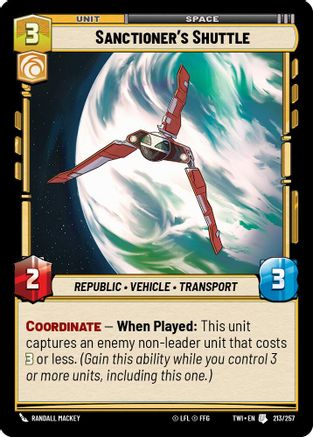 Sanctioner's Shuttle (213/257) - Twilight of the Republic Foil