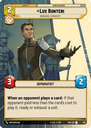 Lux Bonteri - Renegade Separatist (Hyperspace) (475) - Twilight of the Republic Foil