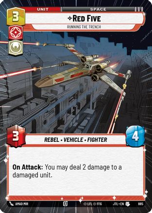 Red Five - Running the Trench (Hyperspace Foil) (885) - Jump to Lightspeed Foil