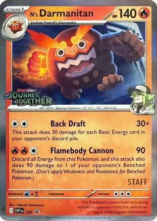 N's Darmanitan 181 [Staff] - Holofoil SV Scarlet & Violet Promo Cards - Promo