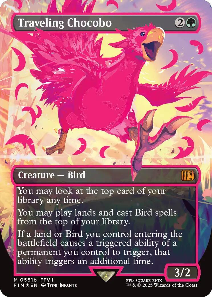 Traveling Chocobo (Borderless) (Neon Ink Pink) [FIN - 551b]