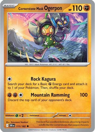 Cornerstone Mask Ogerpon 111  - Reverse Holofoil SV10 Destined Rivals - Uncommon
