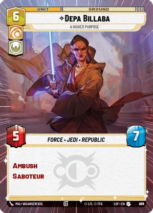 Depa Billaba - A Higher Purpose (Hyperspace Foil) (939) - Legends of the Force Foil