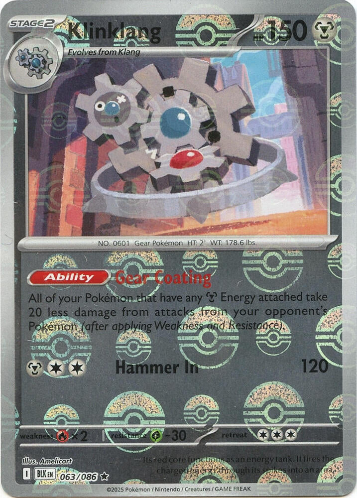 Klinklang (Poke Ball Pattern) 063/086  - Holofoil SV Black Bolt - Rare