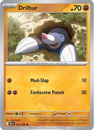 Drilbur 045/086  - Reverse Holofoil SV Black Bolt - Common