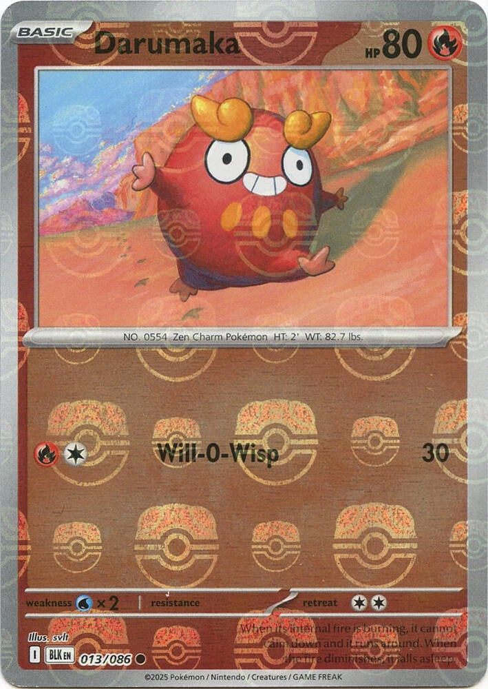 Darumaka (Master Ball Pattern) 013/086  - Holofoil SV Black Bolt - Common